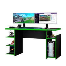 Mesa Para Computador Gamer 136cm PC Suporte Fone de Ouvido Preto/Verde
