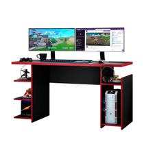 Mesa Para Computador Gamer 136cm PC Suporte Fone de Ouvido Preto/Vermelho
