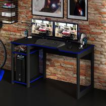 Mesa para Computador Gamer 136x75cm ME4152 Preto Azul Mesa para Computador Gamer 136x75cm ME4152 Preto Azul