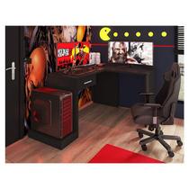 Mesa para Computador Gamer Ambiente DRX 9000 com Extensora Preto Trama - Móveis Leão - MOVEIS LEAO