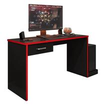 Mesa para Computador Gamer DRX 9000 Preto Trama Vermelho - Móveis Leão