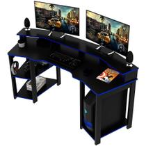 Mesa Para Computador Gamer Espaço Para 2 Monitores E Cpu Preto/azul