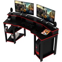 Mesa Para Computador Gamer Espaço Para 2 Monitores E Cpu Preto/vermelho