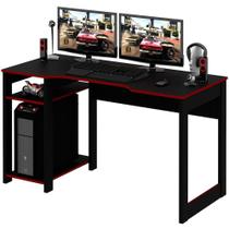Mesa Para Computador Gamer Espaço Para 2 Monitores E Cpu Preto/vermelho