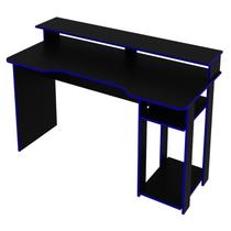 Mesa Para Computador Gamer ME4153 Preto Azul Tecno Mobili