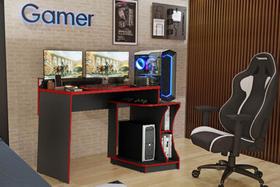 Mesa Para Computador Gamer Preto/Vermelha Valde Moveis