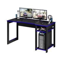 Mesa Para Computador Gamer Streamer 2 Prateleiras Preto/Azul - FdECOR Mesa Para Computador Gamer Streamer 2 Prateleiras Preto/Azul - FdECOR
