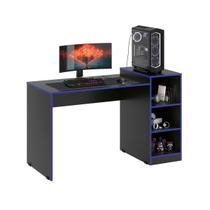 Mesa Para Computador Gamer Zetra Escrivaninha Azul Preto