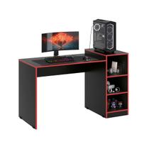 Mesa Para Computador Gamer Zetra Escrivaninha Vermelho Preto