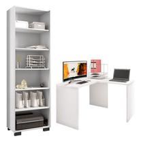 Mesa para Computador Gávea com Extensora e Livreiro Office Branco Trama - Móveis Leão