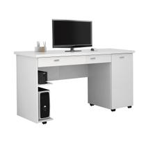 Mesa para Computador Notável Office Branco com Rodízios e Gaveta