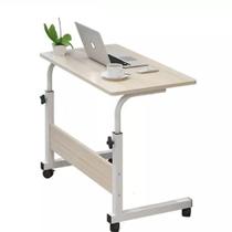 Mesa para computador notebook com rodinhas altura ajustavel multifuncional jantar cama sala branca - MAKEDA
