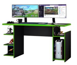 Mesa para Computador Office Hamer Preto com Verde - MoveisAqui - Notável