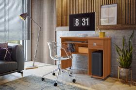 Mesa para Computador Office Vicenza Lukaliam com Rodízios Tampo 25mm Corrediças Metálicas 0,98m