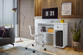 Mesa para Computador Office Vicenza Lukaliam com Rodízios Tampo 25mm Corrediças Metálicas 0,98m