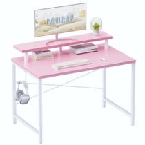 Mesa para computador Pamray 80 x 45 x 74 cm com suporte para monitor, rosa Mesa para computador Pamray 80 x 45 x 74 cm com suporte para monitor, rosa