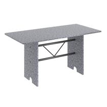 Mesa para Cozinha 140x75cm Tampo Granito Prata/Martelado/Ocre