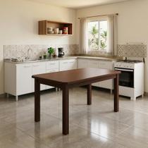 Mesa Para Cozinha 6 Lugares Madeira Maciça Castanho