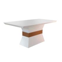 Mesa para Cozinha Ágata + Tampo Madeirado Reto 120x80cm Off White/Imbuia - Rufato Mesa para Cozinha Ágata + Tampo Madeirado Reto 120x80cm Off White/Imbuia - Rufato