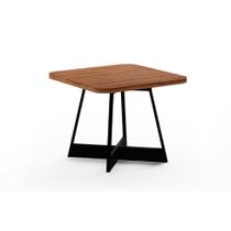 Mesa para Cozinha Átria 1593 Quadrada Aço c/Tampo Madeirado 90x90cm Nogal/preto/preto - Carraro