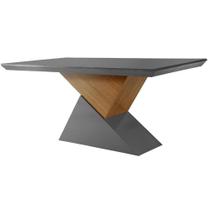 Mesa para Cozinha Dubai + Tampo Madeirado Vidro Reto 180x90cm Grafite/Imbuia-Vidro Grafite - Rufato