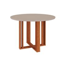 Mesa para Cozinha Flora c/Tampo Madeirado 109X109cm Cinamomo/Off White - Cimol Mesa para Cozinha Flora c/Tampo Madeirado 109X109cm Cinamomo/Off White - Cimol