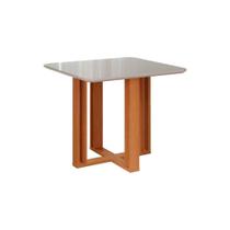 Mesa para Cozinha Flora c/Tampo Madeirado 94X94cm Nature/Off White - Cimol