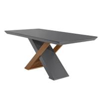 Mesa para Cozinha Imperatriz + Tampo Madeirado Reto 180x90cm Grafite/Imbuia - Rufato Mesa para Cozinha Imperatriz + Tampo Madeirado Reto 180x90cm Grafite/Imbuia - Rufato