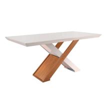 Mesa para Cozinha Imperatriz + Tampo Madeirado Reto 180x90cm Imbuia/Off White - Rufato Mesa para Cozinha Imperatriz + Tampo Madeirado Reto 180x90cm Imbuia/Off White - Rufato