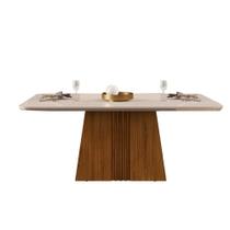 Mesa para Cozinha Italia + Tampo Madeirado Vidro 170x90cm Freijó/Off White - DJ Móveis Mesa para Cozinha Italia + Tampo Madeirado Vidro 170x90cm Freijó/Off White - DJ Móveis