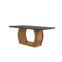 Mesa para Cozinha Jade c/Tampo Madeirado Vidro Canto Reto 180x90cm Imbuia/Grafite - Rufato