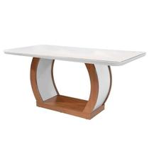 Mesa para Cozinha Jade + Tampo Madeirado Curvo 180x90cm Imbuia/Off White - Rufato Mesa para Cozinha Jade + Tampo Madeirado Curvo 180x90cm Imbuia/Off White - Rufato