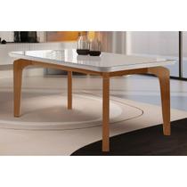 Mesa para Cozinha Londrina c/Tampo Madeirado Vidro Canto Curvo 180x90cm Off White/Imbuia/Vidro Off White - Rufato Mesa para Cozinha Londrina c/Tampo Madeirado Vidro Canto Curvo 180x90cm Off White/Imbuia/Vidro Off White - Rufato