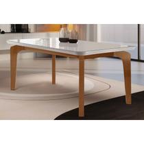 Mesa para Cozinha Londrina + Tampo Madeirado Reto 120x80cm Off White/Imbuia - Rufato