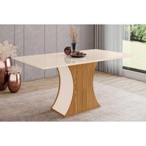 Mesa para Cozinha Luiza SC16 + Tampo Madeirado Reto 160x90cm Nature/Off White - Henn Mesa para Cozinha Luiza SC16 + Tampo Madeirado Reto 160x90cm Nature/Off White - Henn