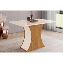 Mesa para Cozinha Luiza SC17 + Tampo Madeirado Vidro Reto 120x80cm Nature/Off White - Henn