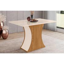 Mesa para Cozinha Luiza SC18 + Tampo Madeirado Reto 120x80cm Nature/Off White - Henn Mesa para Cozinha Luiza SC18 + Tampo Madeirado Reto 120x80cm Nature/Off White - Henn