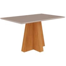 Mesa para Cozinha Patricia + Tampo Madeirado Vidro 130x80cm Nature/Off White - Cimol Mesa para Cozinha Patricia + Tampo Madeirado Vidro 130x80cm Nature/Off White - Cimol