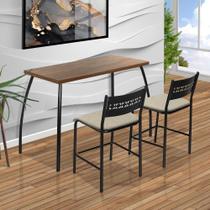 Mesa Para Cozinha Pequena Com Duas Cadeiras Preto E Bege Fit Flora Aço Nobre