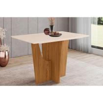 Mesa para Cozinha Vértice SC37 + Tampo Madeirado Reto 120x80cm Nature/Off White - Henn Mesa para Cozinha Vértice SC37 + Tampo Madeirado Reto 120x80cm Nature/Off White - Henn