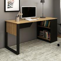 Mesa para Escritório 1 Prateleira Me4182 Amêndoa/Preto - Tecno Mobili Mesa para Escritório 1 Prateleira Me4182 Amêndoa/Preto - Tecno Mobili