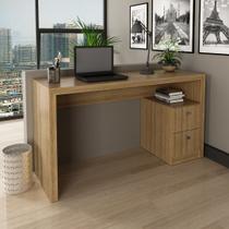 Mesa para Escritório 135,8cm com 2 gavetas MDP Branco Tecnomobili Cor:Amêndoa