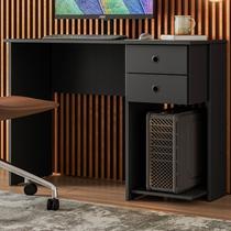 Mesa para Escritório 2 Gavetas 1 Prateleira Preto Fosco 4115 - Qmovi Mesa para Escritório 2 Gavetas 1 Prateleira Preto Fosco 4115 - Qmovi