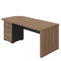 Mesa para Escritório 4 Gavetas com Chave Lado Esquerdo Nogal/Preto