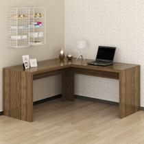 Mesa para Escritório Angular em L 157,3cm MDP Branco Acabamento Pintura UV Tecnomobili Cor:Nogal Mesa para Escritório Angular em L 157,3cm MDP Branco Acabamento Pintura UV Tecnomobili Cor:Nogal