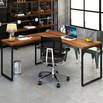 Mesa para Escritório Angular Kuadra Nogal - Compace Mesa para Escritório Angular Kuadra Nogal - Compace