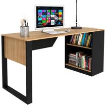 Mesa Para Escritório Com Armário Lateral 160 Cm Amêndoa/preto Mesa Para Escritório Com Armário Lateral 160 Cm Amêndoa/preto