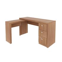 Mesa para Escritório com Mesa de Apoio e 3 Gavetas ME4101 Amêndoa Tecnomobili