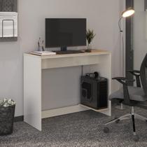 Mesa Para Escritório Com Passa Fios E Tampo Usinado Tech - Off White E Cedro Mesa Para Escritório Com Passa Fios E Tampo Usinado Tech - Off White E Cedro