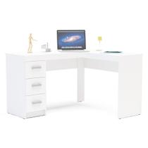 Mesa para Escritório de Canto com 3 Gavetas Fênix Branco - Politorno